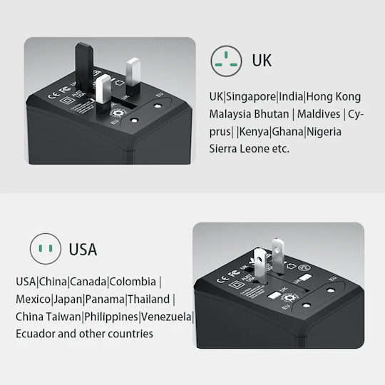 Techsuit Αντάπτορας Πρίζας από Universal σε Universal
