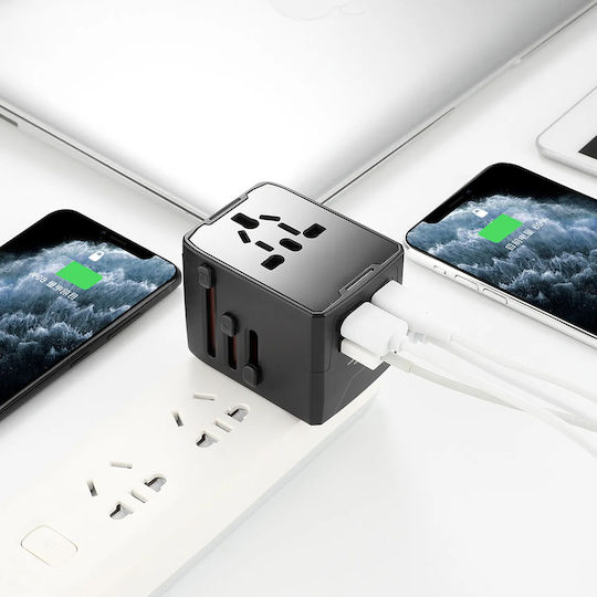 Techsuit Steckdosenadapter in Universal mit 4 USB-Steckdosen