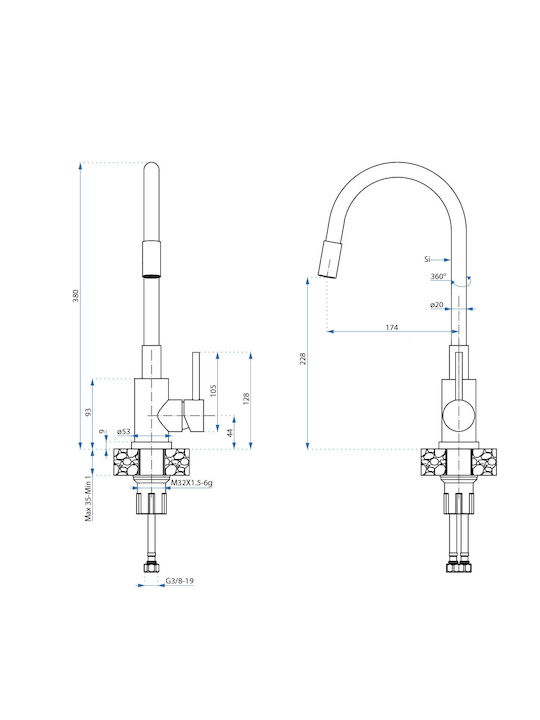 Quadron Drop-In Sink Inox WxD Black