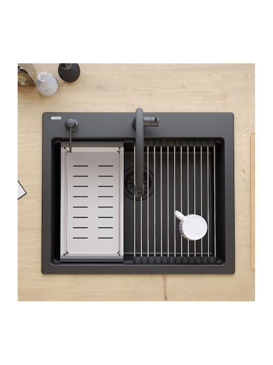 Quadron Drop-In Spüle aus Verbundgranulat B59.5xT50cm Schwarz
