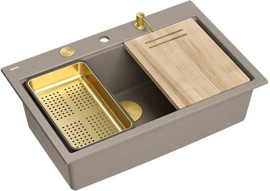 Quadron Drop-In Chiuvetă din Granit Sintetic L76xW50cm Bej