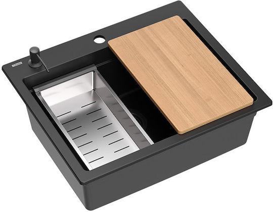 Quadron Drop-In Sink Synthetic Granite W59.5xD50cm Black