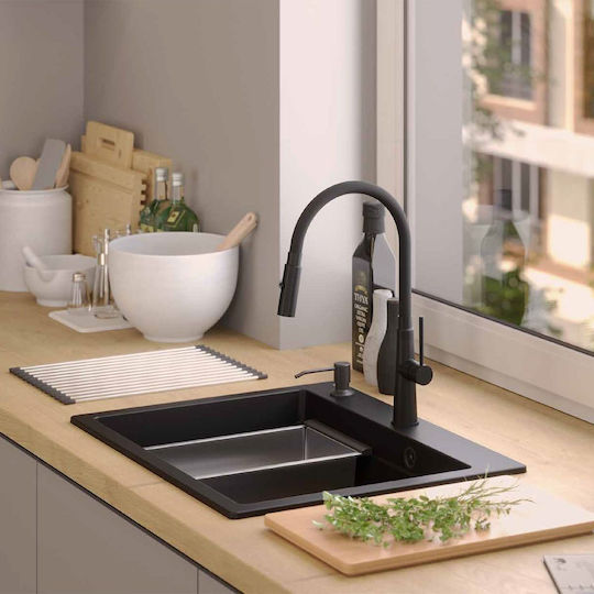 Quadron Drop-In Sink Synthetic Granite W59.5xD50cm Black