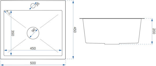 Quadron Ένθετος Νεροχύτης Inox ΜxΠ Μαύρος 5905505502712