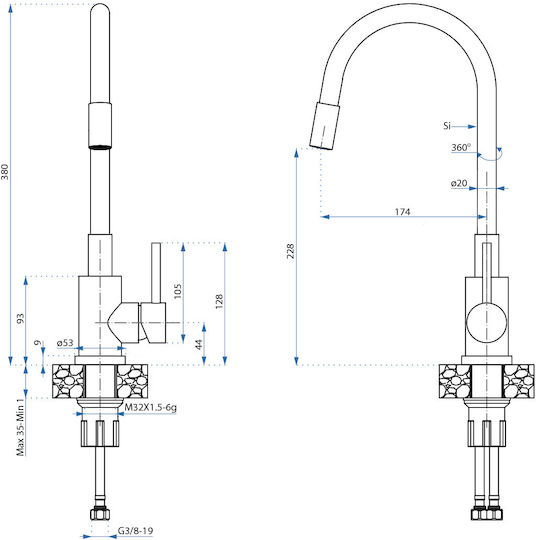 Quadron Drop-In Spüle Inox B58xT45cm Schwarz