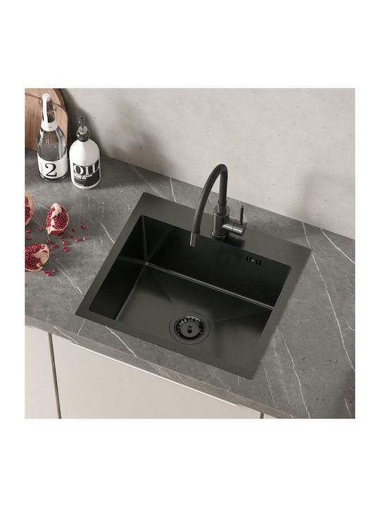 Quadron Ένθετος Νεροχύτης Inox Μ50xΠ45cm Μαύρος