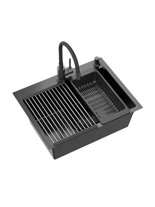 Quadron Drop-In Sink Inox W58xD45cm Black