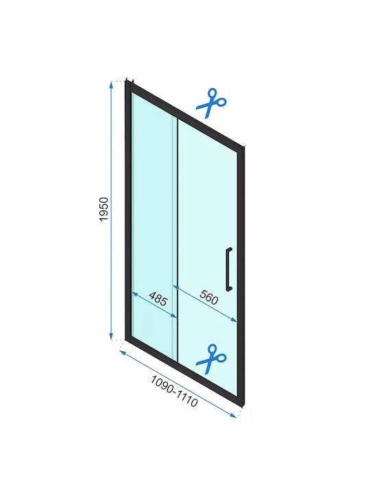 Rea Разделител на верандата Душ с Плъзгащи се Врата 110x195см Chrome