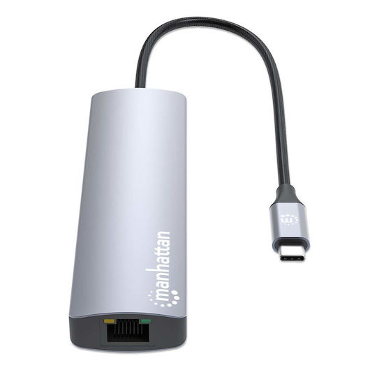 Manhattan USB-C Docking Station with HDMI 4K PD Ethernet Gray (153966)