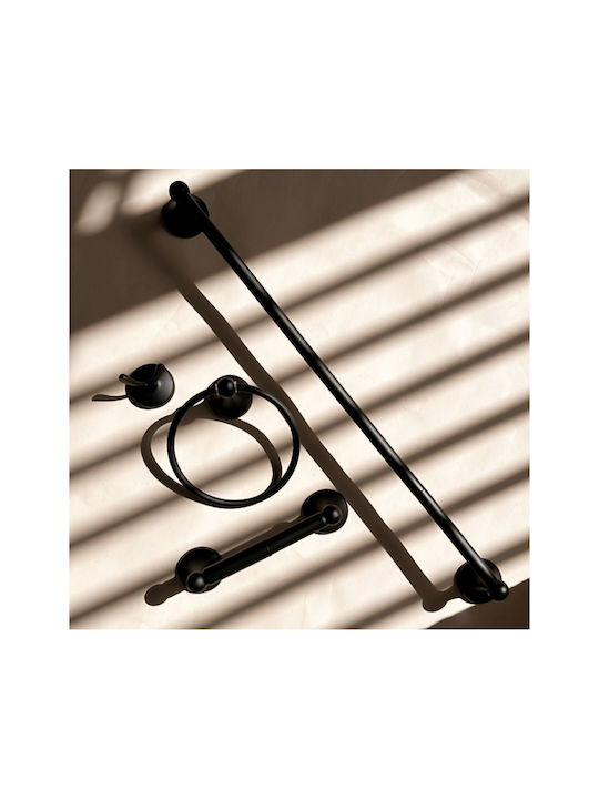 Rea Single Wall-Mounted Bathroom Ring Black