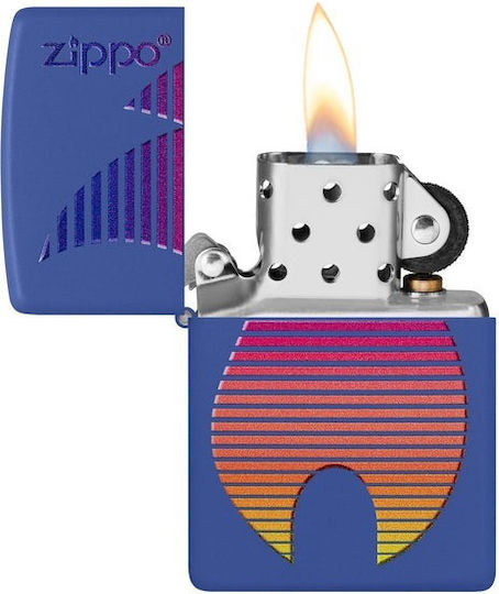 Zippo 48996 Design vibrant retro cu logo, albastru de oțel
