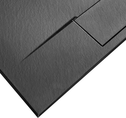 Rea Ντουζιέρα Τεχνητής Πέτρας 80x120cm Μαύρη