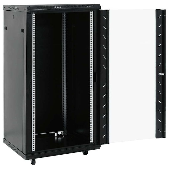 vidaXL С крака Рак кабинет 22U 60x60x120см Черен 30268