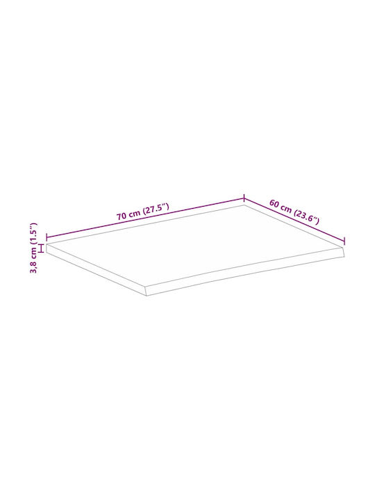 vidaXL Table Surface made of Solid Wood Brown 70x60x3.8cm 370403 1pcs