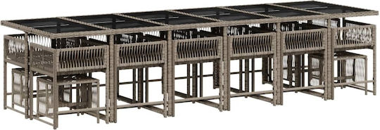 Set Sala De Mese Pentru Exterior 17 Piese Gri Cu Perne