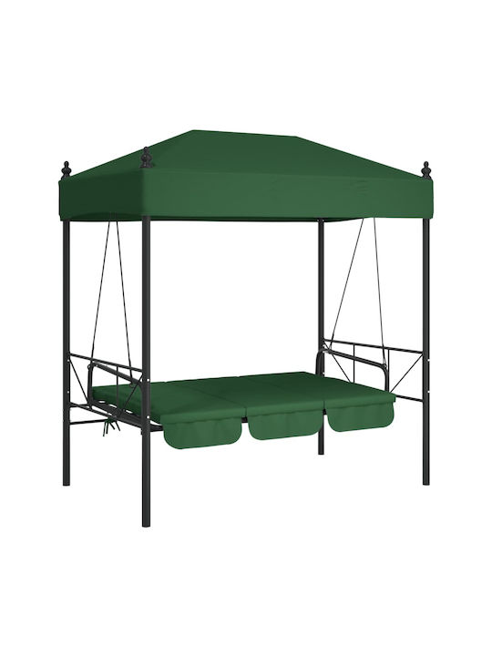 Leagăn cu bază și pernă 3 Locuri Metal Verde L190.5xL117.5xH213cm