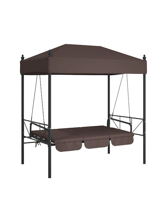 Garten & Veranda Schaukel mit Basis und Kissen 3 Sitze Metallisch Braun L190.5xB117.5xH213cm