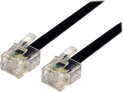 Powertech Flat Telephone Cable RJ11 6P4C 3m Black (CAB-T009)