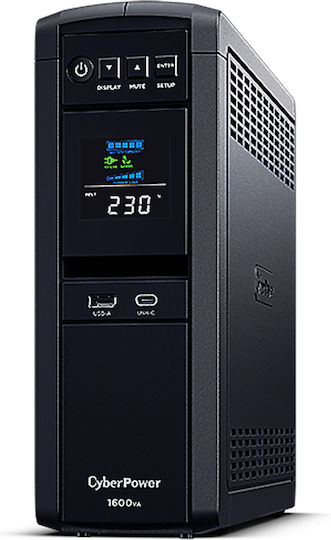 CyberPower CP1600EPFCLCD UPS Line-Interactive 1600VA 1000W με 6 Πρίζες