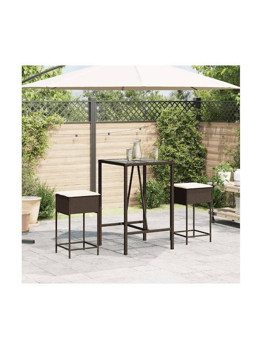 Gartenhocker Für Bar Außenbereich Rattan mit Kissen Braune 2Stücke 40x40x76cm