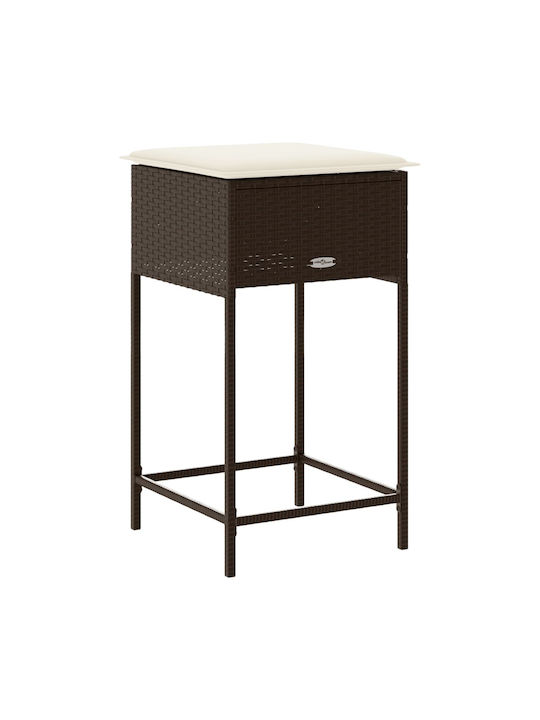 Gartenhocker Für Bar Außenbereich Rattan mit Kissen Braune 2Stücke 40x40x76cm