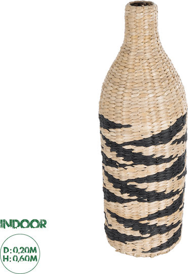 GloboStar Βάζο Rattan Artificial Garden Aqaba Μπεζ Φ20cm