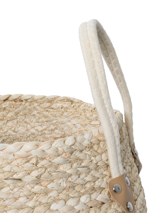 GloboStar Carolina Übertopf Rattan Beige mit Gestell 27x27x26εκ.