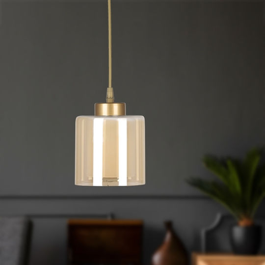 Megapap Kenedy Hängelampe Gold mit Fassung E27 13x13x60cm.
