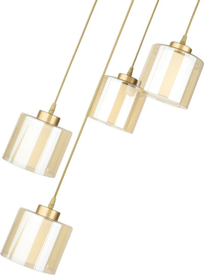 Megapap Kenedy Висящо Осветително Тяло Златист за 4 Крушки E27 35x35x100см.