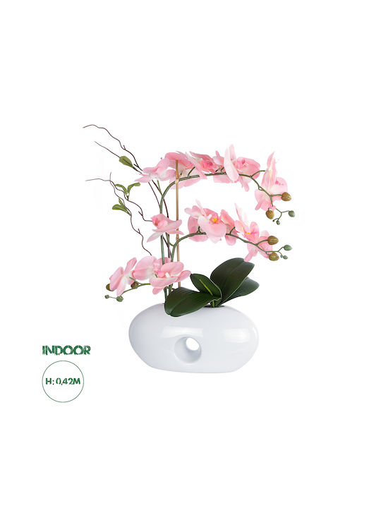 Globostar Orhidee Roz Artificială de Grădină 21126 Plantă Decorativă Orhidee Roz H42cm