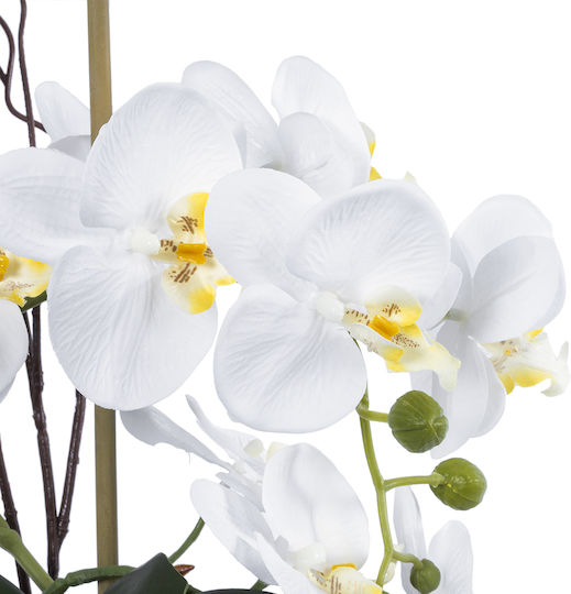 Globostar Künstliche Garten Weiße Orchidee 21120 Dekorative Pflanze Weiße Orchidee H43cm