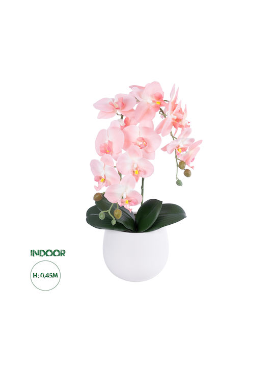 Globostar Grădină Artificială Orhidee Salmonee 21118 Plantă Decorativă Orhidee Roz-Portocalie H45cm