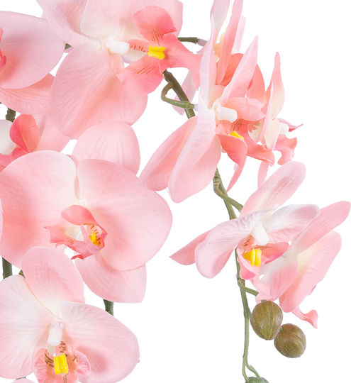 Globostar Künstlicher Garten Lachs Orchidee 21118 Dekorative Pflanze Pink-Orange Orchidee H45cm