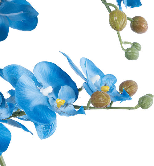 Globostar Künstlicher Garten Blaue Orchidee 21130 Dekorative Pflanze Blaue Orchidee H43cm