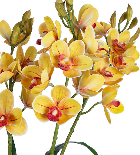Globostar? Artificial Garden Yellow Cherry Cumbidium 21401 Διακοσμητικό Φυτό Κίτρινο Κυμβίδιο Υ60cm