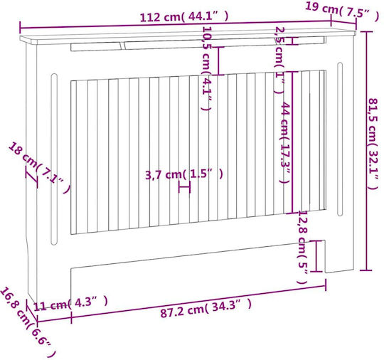 vidaXL Heizkörperabdeckung aus MDF Weiß 112x19x81cm 2 Stück
