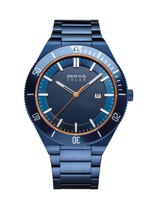 Bering Time Watch Solar with Blue Metal Bracelet