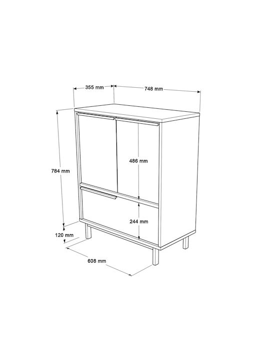 Sideboard made of Wood & Metal White 35.5x74.8x90.4cm
