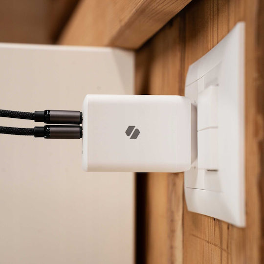 Spacecase Φορτιστής Χωρίς Καλώδιο GaN με 2 Θύρες USB-C 45W Power Delivery / Quick Charge 3.0 Λευκός (121972)