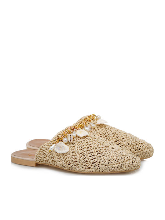 Flat Mules σε Μπεζ Χρώμα