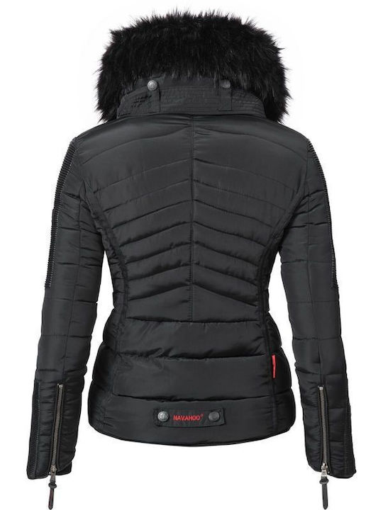 Navahoo Women's Short Puffer Jacket for Winter Black