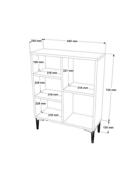 Βιβλιοθήκη Beckton Πεύκο 69x25x87.6εκ.