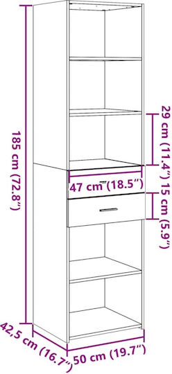 Floor-Standing Living Room Cabinet in Particle Board White 50x42.5x185cm