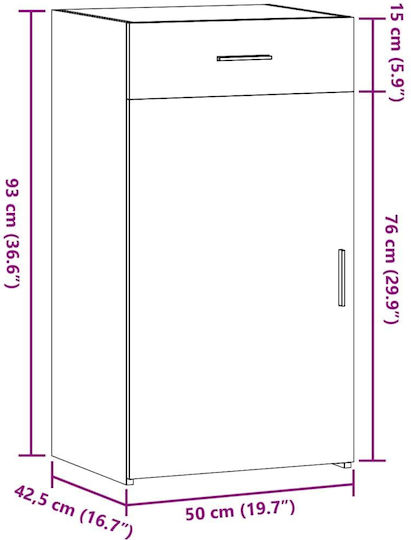 Hängeschrank fürs Wohnzimmer aus Spanplatte Grau 50x42,5x93 cm