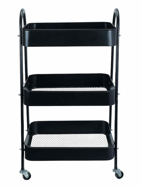 Uncle George Kitchen Trolley Metallic 3 Tiers Black 43.5x24.5x76cm