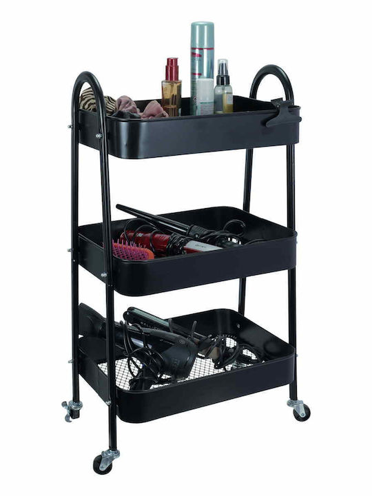 Uncle George Kitchen Trolley Metallic 3 Tiers Black 43.5x24.5x76cm