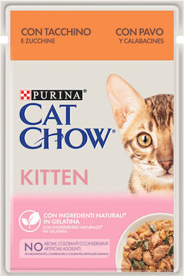 Purina Cat Chow Kitten Hrană umedă pentru Pisică Tânără în Pungă cu Curcan 6x85gr