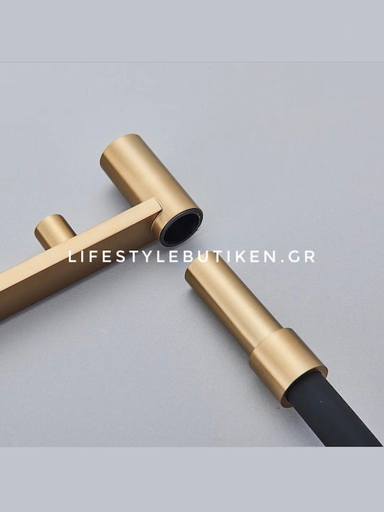 Naron Ψηλή Μπαταρία Κουζίνας Πάγκου με Ντουζ Brushed Gold