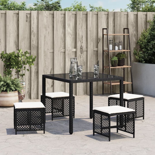 Σκαμπό Rattan 4τμχ 41x41x36cm Σκαμπό Rattan 4τμχ 41x41x36cm