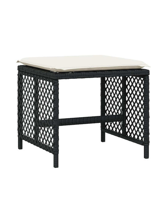 Băncuțe De Grădină Cub Pentru Exterior Rattan Cu Pernă Negre 4 Buc 41x41x36cm